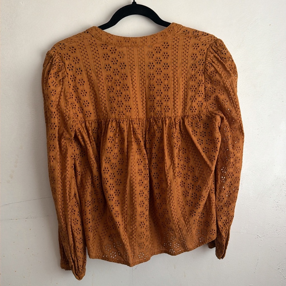 Madewell Eyelet Double-Tie Peasant Top - Picture 2 of 3